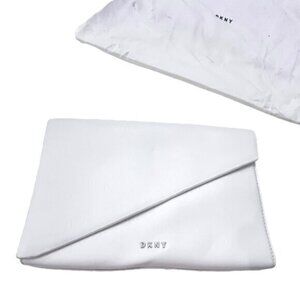 🎉SALE🎉‎ NWT DKNY White Leather Clutch Bag Hand Holder Dustbag Designer GIFT